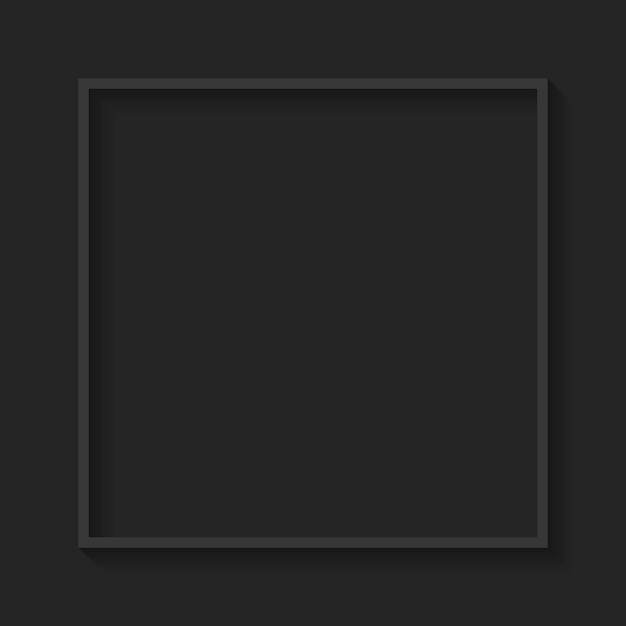 Square gray frame on black background