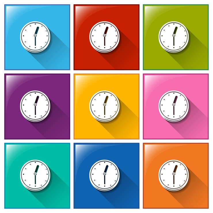 Free Vector square icons with clocks