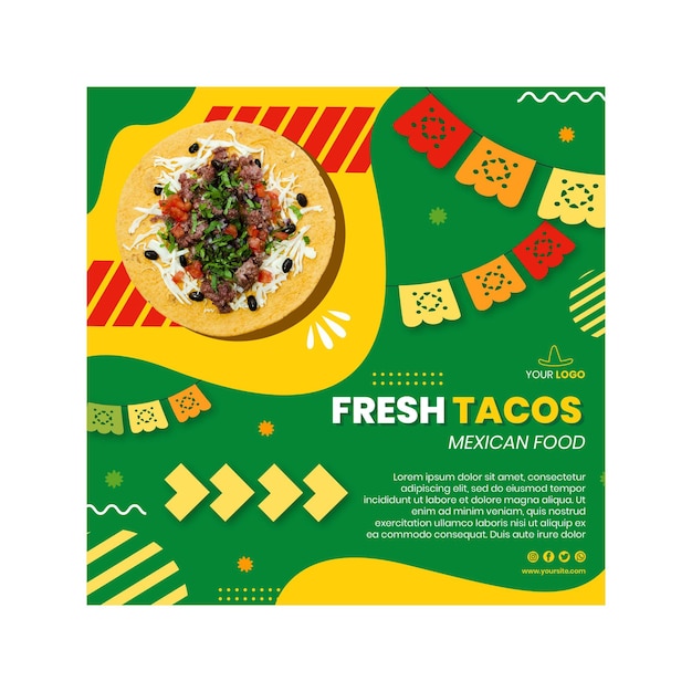 Free vector square mexican food flyer template