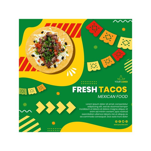 Square mexican food flyer template