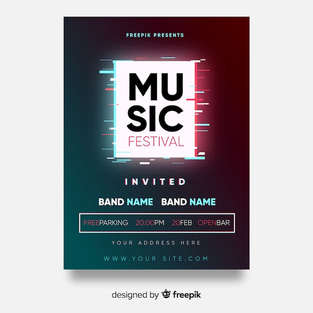 Free vector square music festival poster