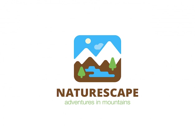 Square Nature Landscape Travel Logo flat icon.