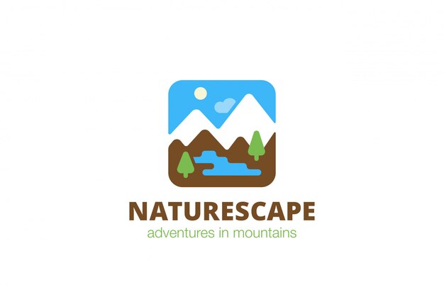 Square Nature Landscape Travel Logo flat icon.