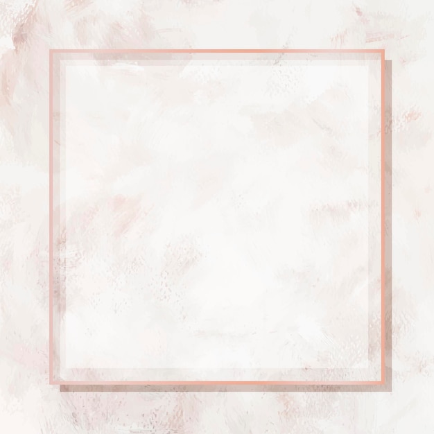 Square rose gold frame on beige marble background vector