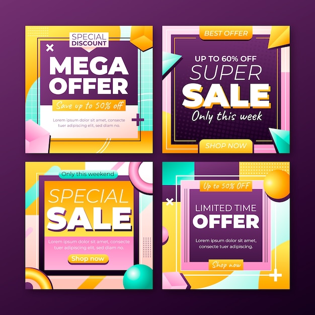 Free vector square sale banner design