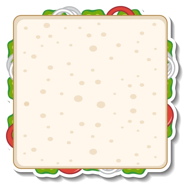 白い背景の上の正方形のサンドイッチステッカー