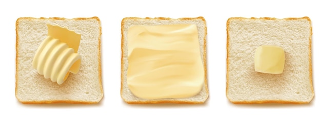 Free vector square slices of bread with butter curl