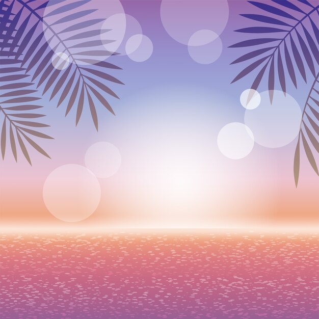 夏のビーチの風景の壁紙ダウンロード 無料のベクター