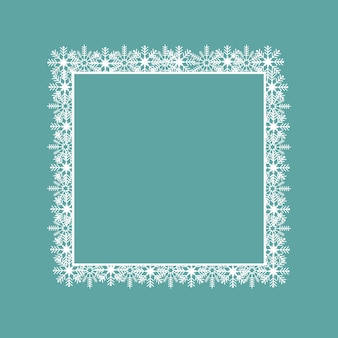 Square white frame made of snowflakes