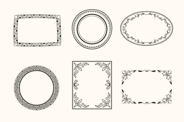Бесплатное векторное изображение Набор прямоугольных и круглых декоративных рамок