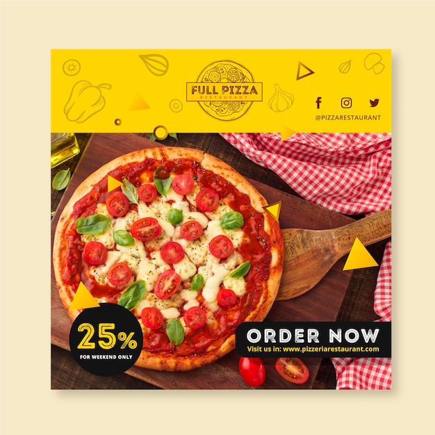 Squared flyer template for pizza restaurant