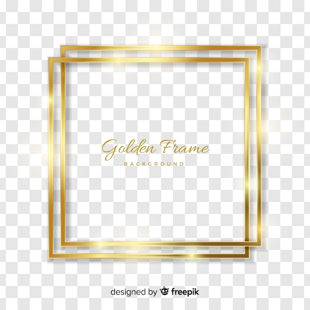 Free vector squared realistic golden frame