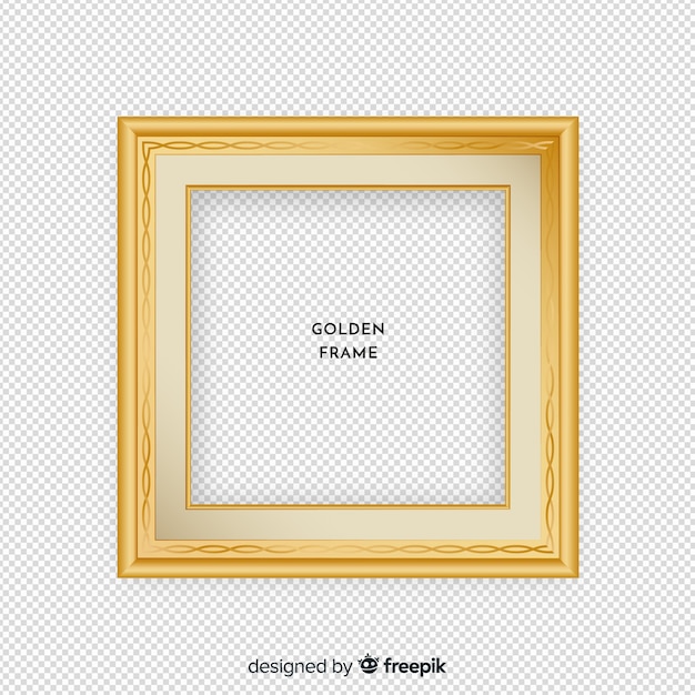 Free vector squared realistic golden frame