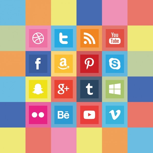 Free vector squared social media icon pack