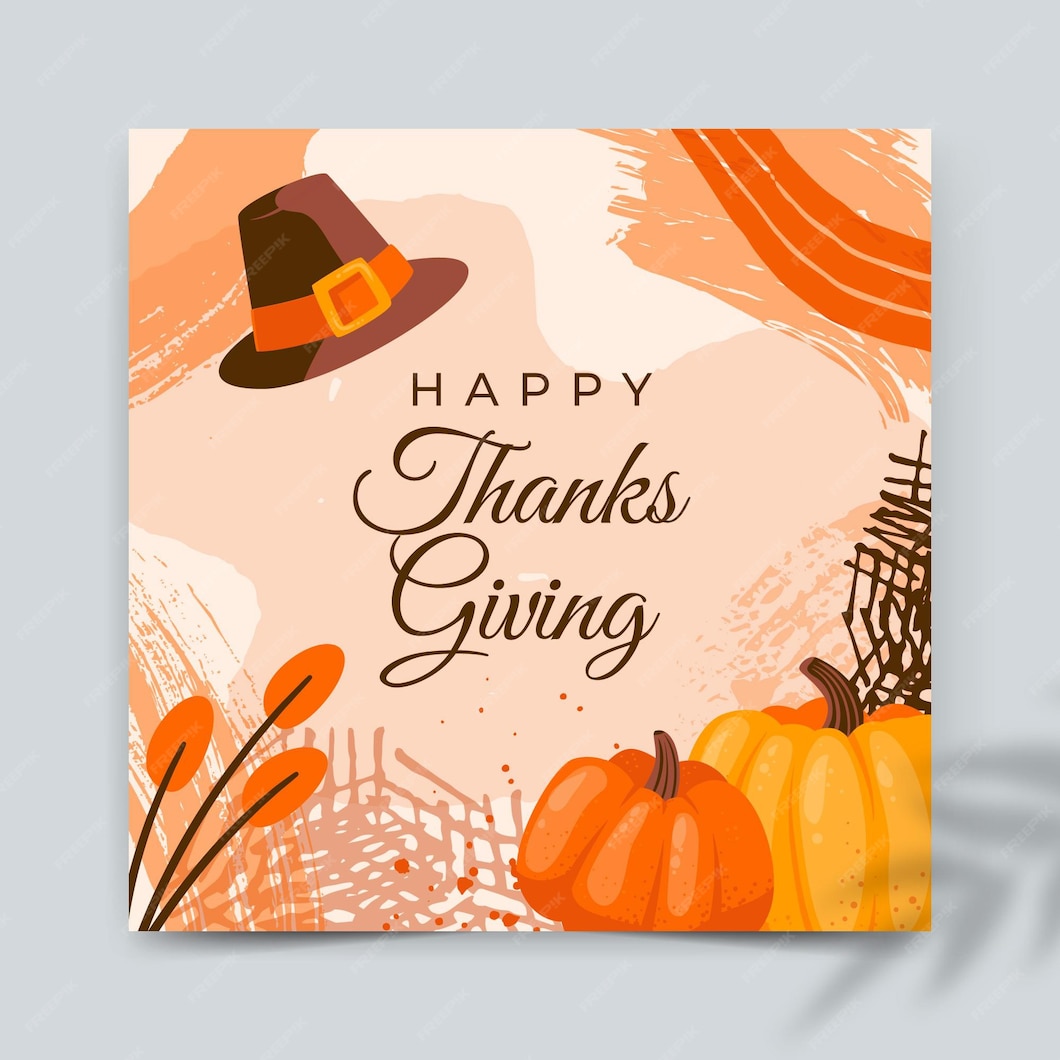 Free Vector Squared thanksgiving card template