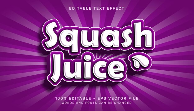 スカッシュジュースの3dテキスト効果と編集可能なテキスト効果