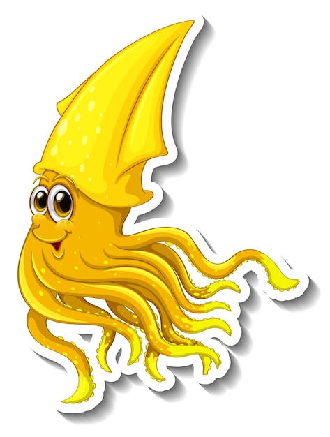 Squid sea animal cartoon sticker