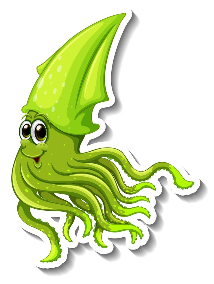 Free Vector squid sea animal cartoon sticker
