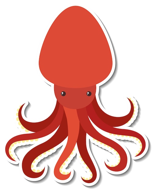 Free vector squid sea animal cartoon sticker