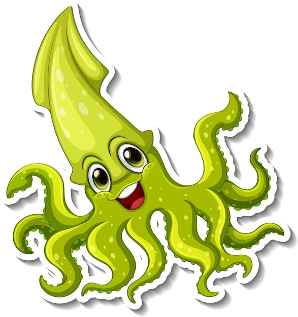 Free vector squid sea animal cartoon sticker