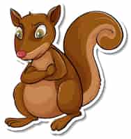 Vettore gratuito adesivo animale scoiattolo cartone animato