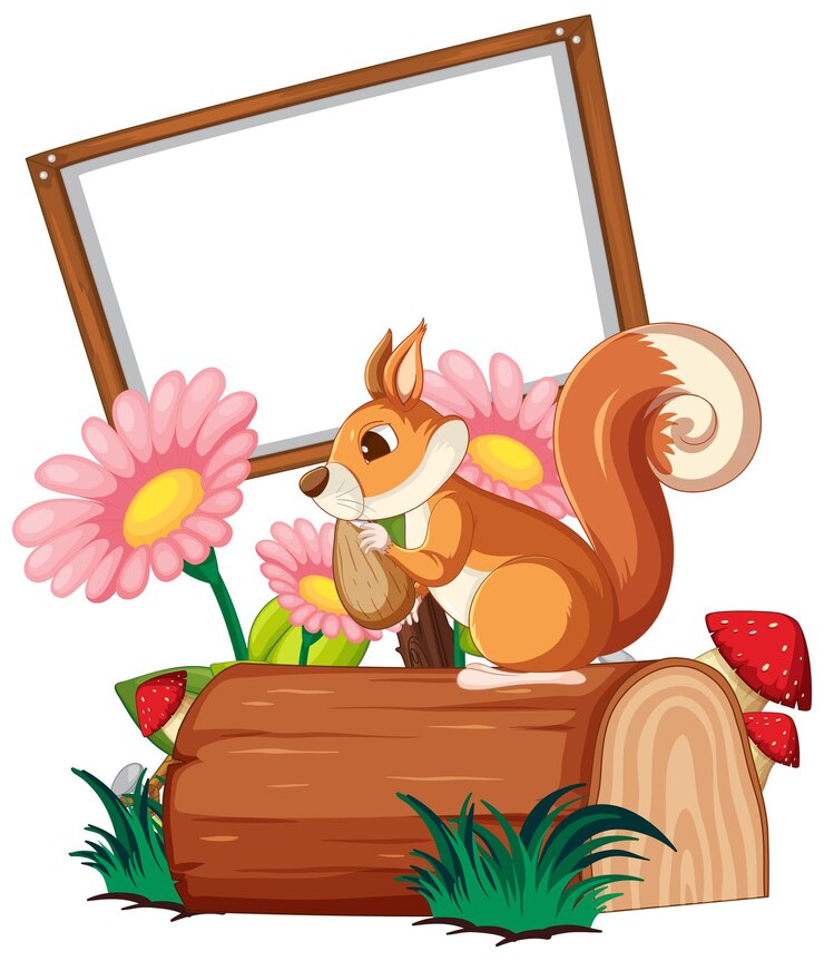 Free Vector squirrel and blank whiteboard