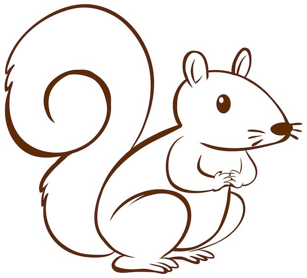 Squirrel in doodle simple style on white background