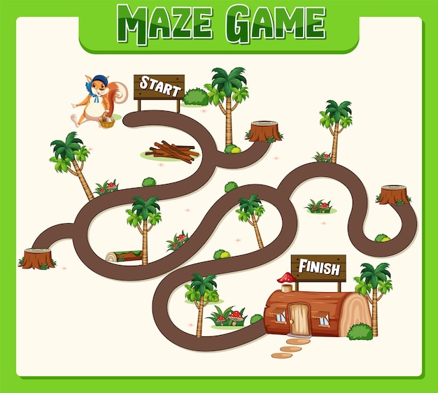 Free vector a squirrel maze games template