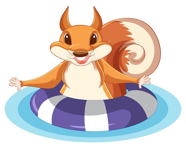 Free vector a squirrel with rubber ring on white background