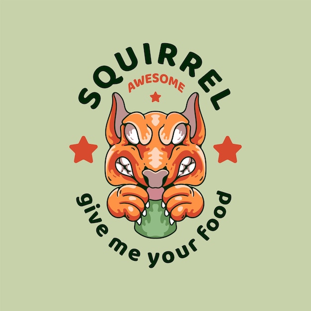 Squirrel With Skull Illustration Retro style for t-shirt design