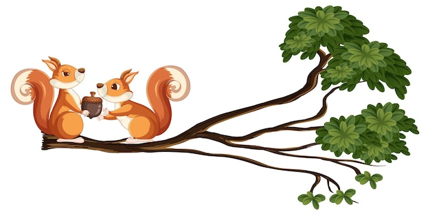 Free vector squirrels on the tree branch