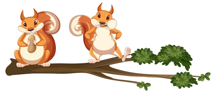 Free Vector squirrels on the tree branch