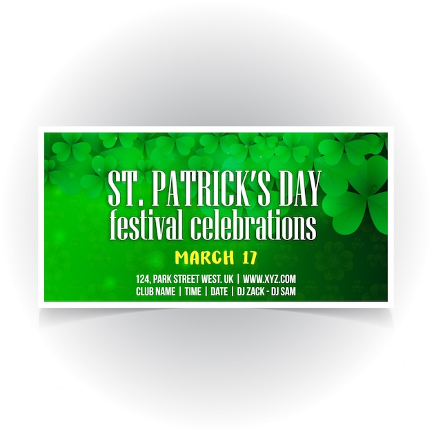 St Patrcisk banner with green background vector 