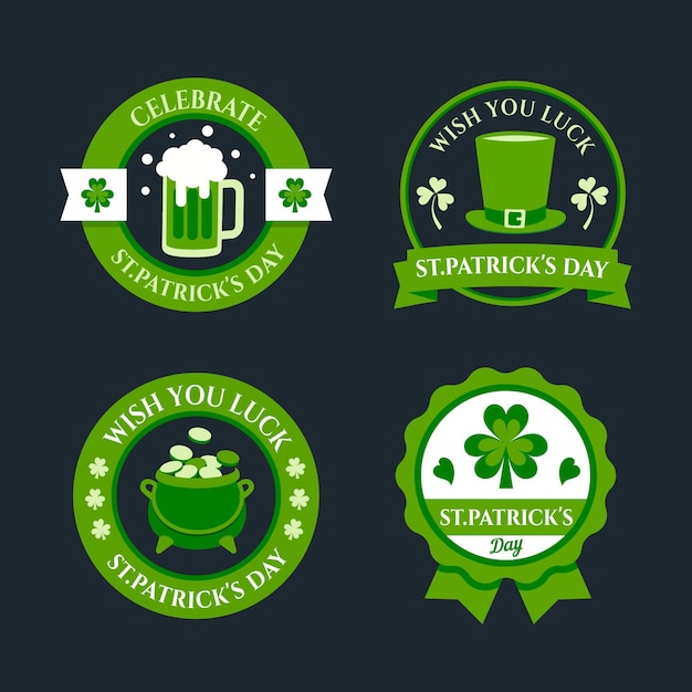 Free vector st patrick day badge collection