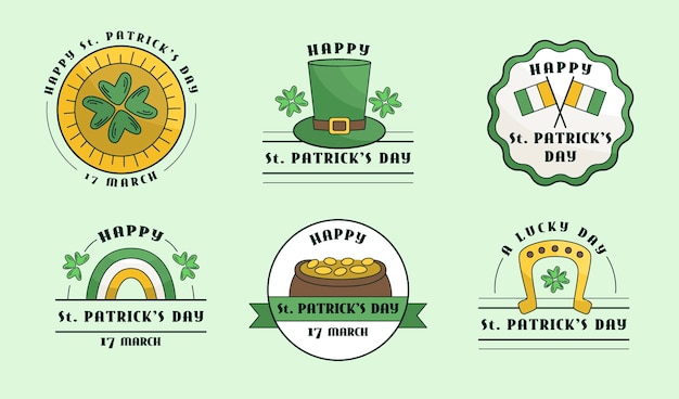 Free vector st. patrick day label collection