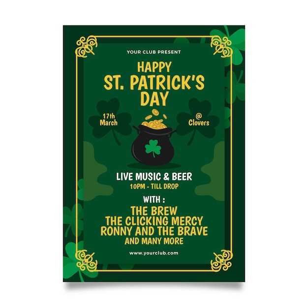 Free vector st. patrick day poster template