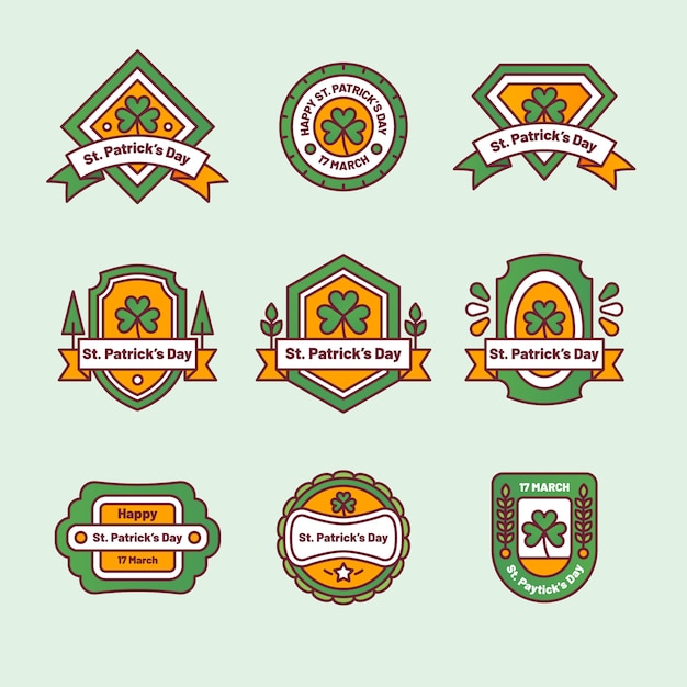 St. Patrick Label Collection Design: Free Vector Templates