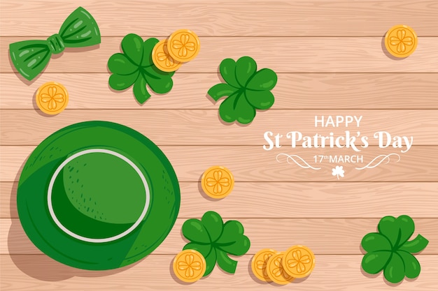 Free vector st. patrick lettering with leprechaun hat