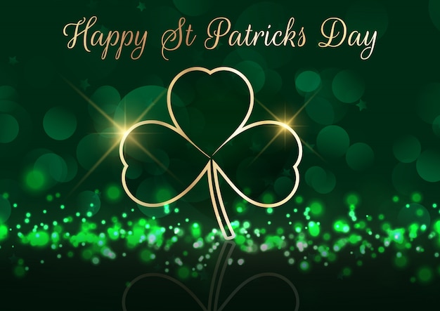 Free vector st patrick's day background with shamrock on bokeh lights