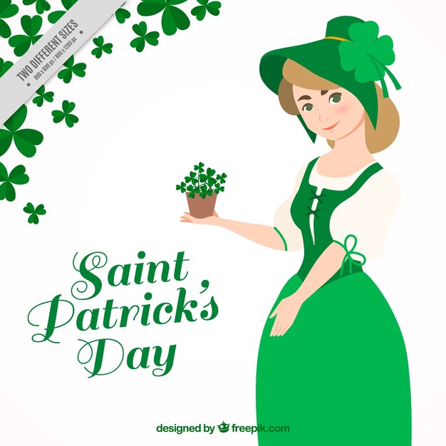 St. patrick's day background of woman with traditional dress