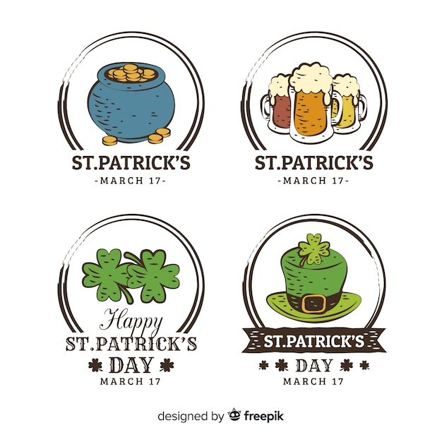 Free vector st. patrick's day badge collection