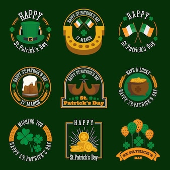 St.patrick's day badge and label collection Premium Vector