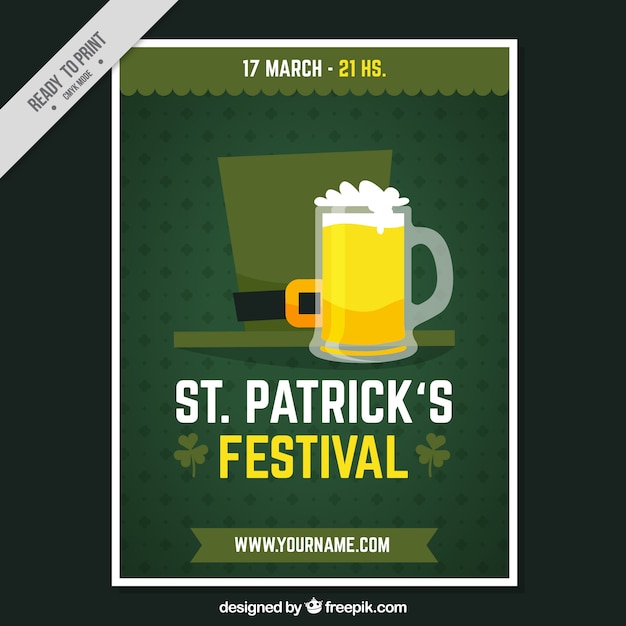 Free vector st patrick's day brochure with beer and hat