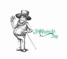 Free vector st patrick's day character leprechaun with hat, vector illlustration.