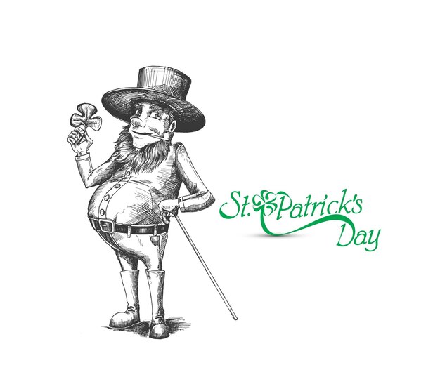 St Patrick's Day Character Leprechaun with Hat, Vector illlustration.