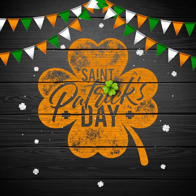 Free vector st. patrick's day design, with clover and typography letter