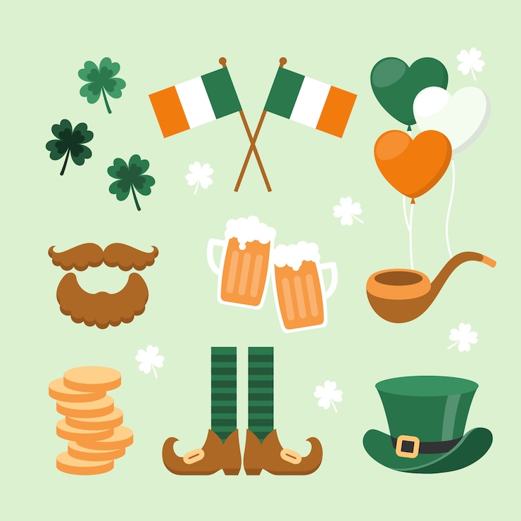 Free Vector st. patrick's day element collection in flat design