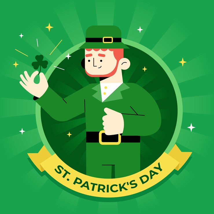 Free Vector st. patrick's day flat design leprechaun with clover