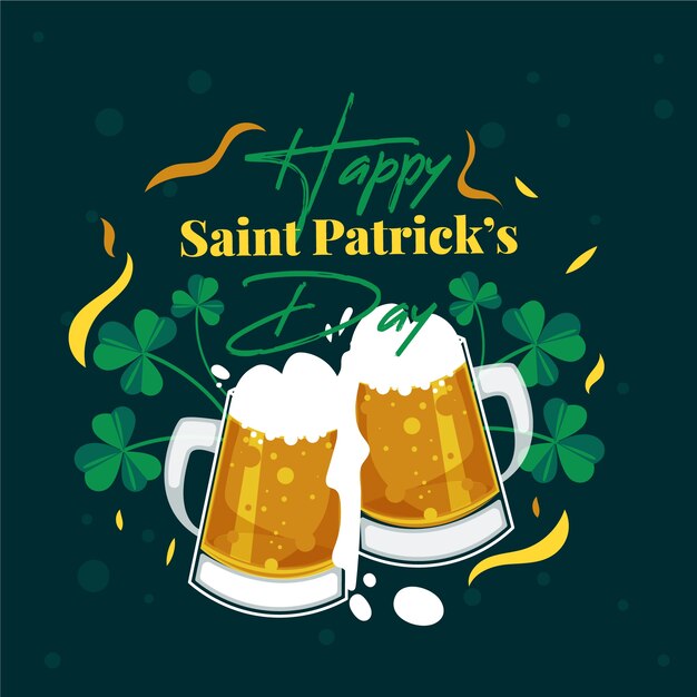 St. patrick's day flat design toasting beers