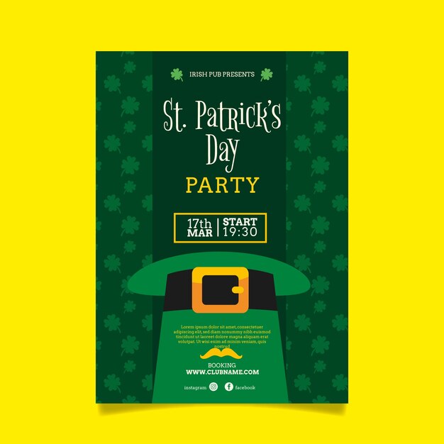 St. patrick's day flyer template in flat design